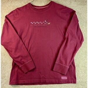 LIFE IS GOOD Red Long Sleeve Tee Christmas Xmas It’s A Wonderful Life Medium Dog